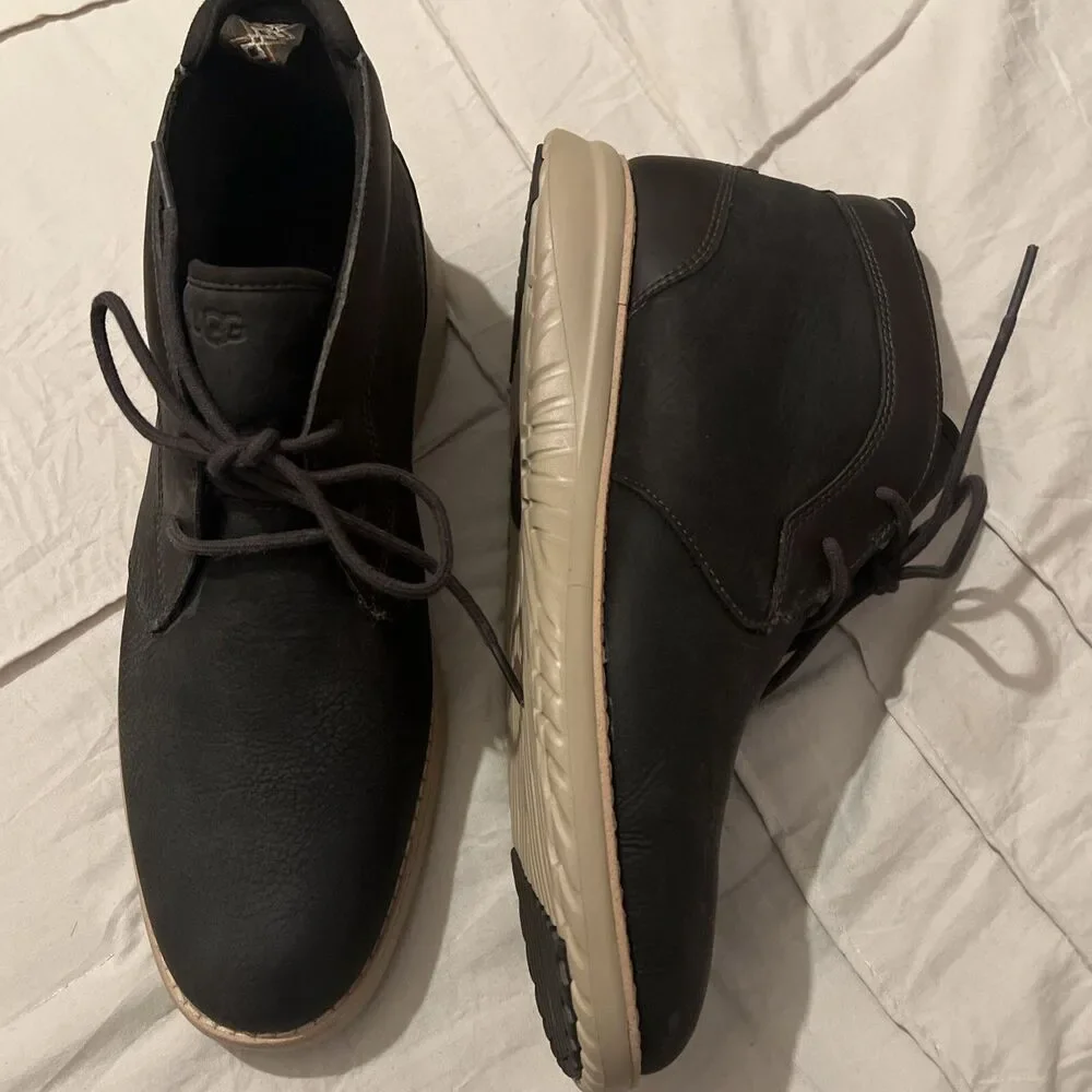 UGG UNION BLACK Waterproof Leather CHUKKA ANKLE BOOTS, US 12/ EU45- 1104976 New
